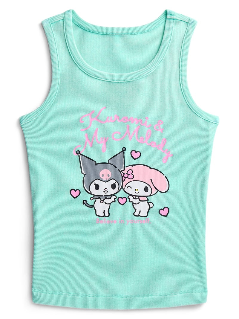 Sanrio My Melody and Kuromi Girls Mineral Wash Graphic Tank Top, Sizes 4-16 | Walmart (US)