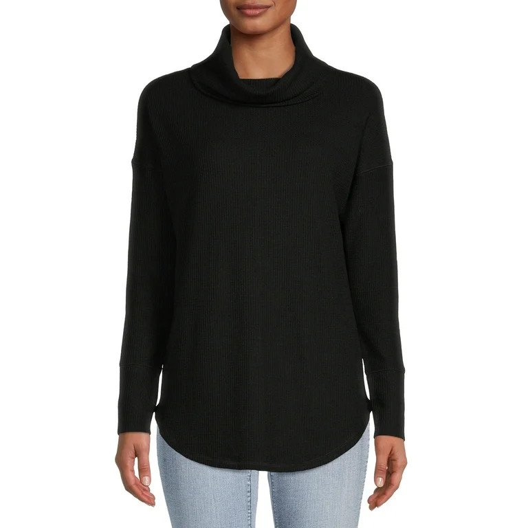 Time and Tru Women's Cowl Neck Waffle Tunic | Walmart (US)