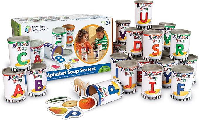 Learning Resources Alphabet Soup Sorters - 208 Pieces, Ages 3+, Early Phonics Manipulatives, ABCs... | Amazon (US)
