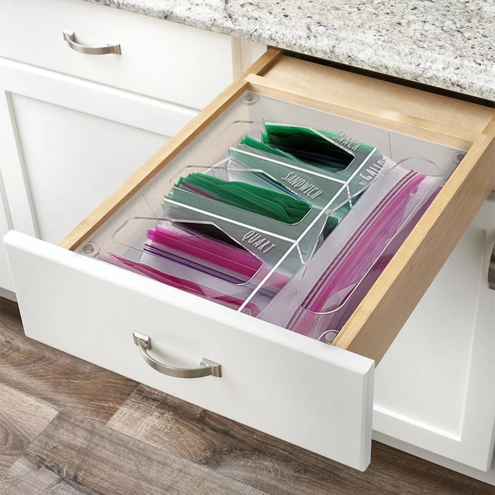 OnDisplay Luxe Acrylic Kitchen Drawer Zip Food Storage Bag Organizer - Food Baggie Holder for Sna... | Walmart (US)