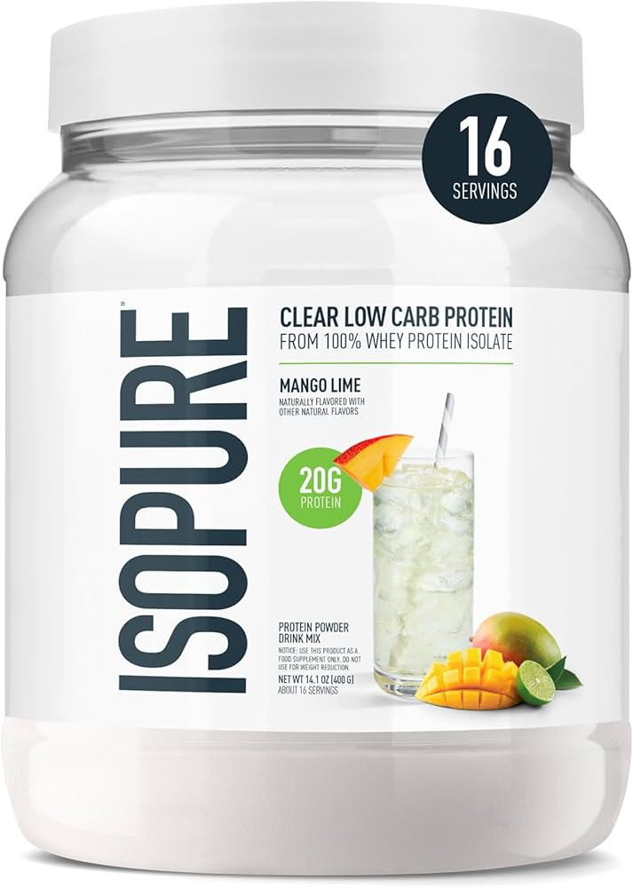 Isopure Clear Whey Isolate Protein Powder, Lactose Free, Gluten Free, Naturally Flavored, Mango L... | Amazon (US)