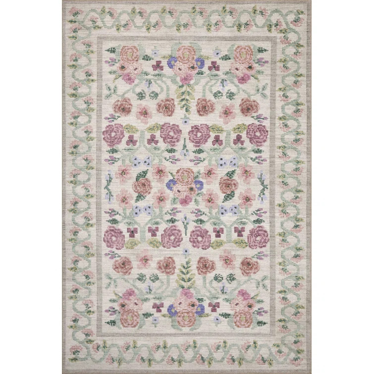 Rosa Rifle Paper Co. x Loloi Ivory Area Rug | Birch Lane