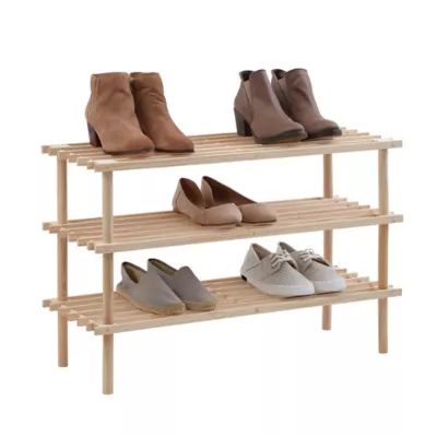 SALT™ 3-Tier Stackable Natural Wood Shoe Rack | Bed Bath & Beyond | Bed Bath & Beyond