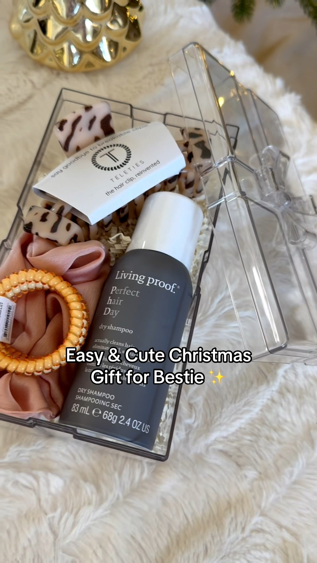 DIY Christmas gift idea for friends! ☃️🎁

This acrylic gift box is from Target! It’s in the dollar section if you can’t find it online! I filled it with some fun hair care goodies: a mini Living Proof dry shampoo, a Teleties claw clip, Teleties hair ties and a satin scrunchie!

I added a satin ribbon and gift tag to finish it off! ☺️ This is the perfect gift for your besties!

Teen girl gifts, stocking stuffer ideas, secret Santa gifts, Christmas gift guide, diy gifts, hair care gifts, mini beauty gifts, beauty gift ideas

#LTKCyberWeek #LTKGiftGuide #LTKHoliday