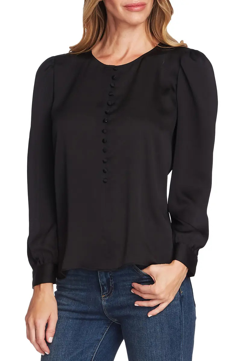 Puff Shoulder Hammered Satin Blouse | Nordstrom
