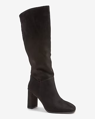 Slouchy Knee High Block Heel Booties | Express