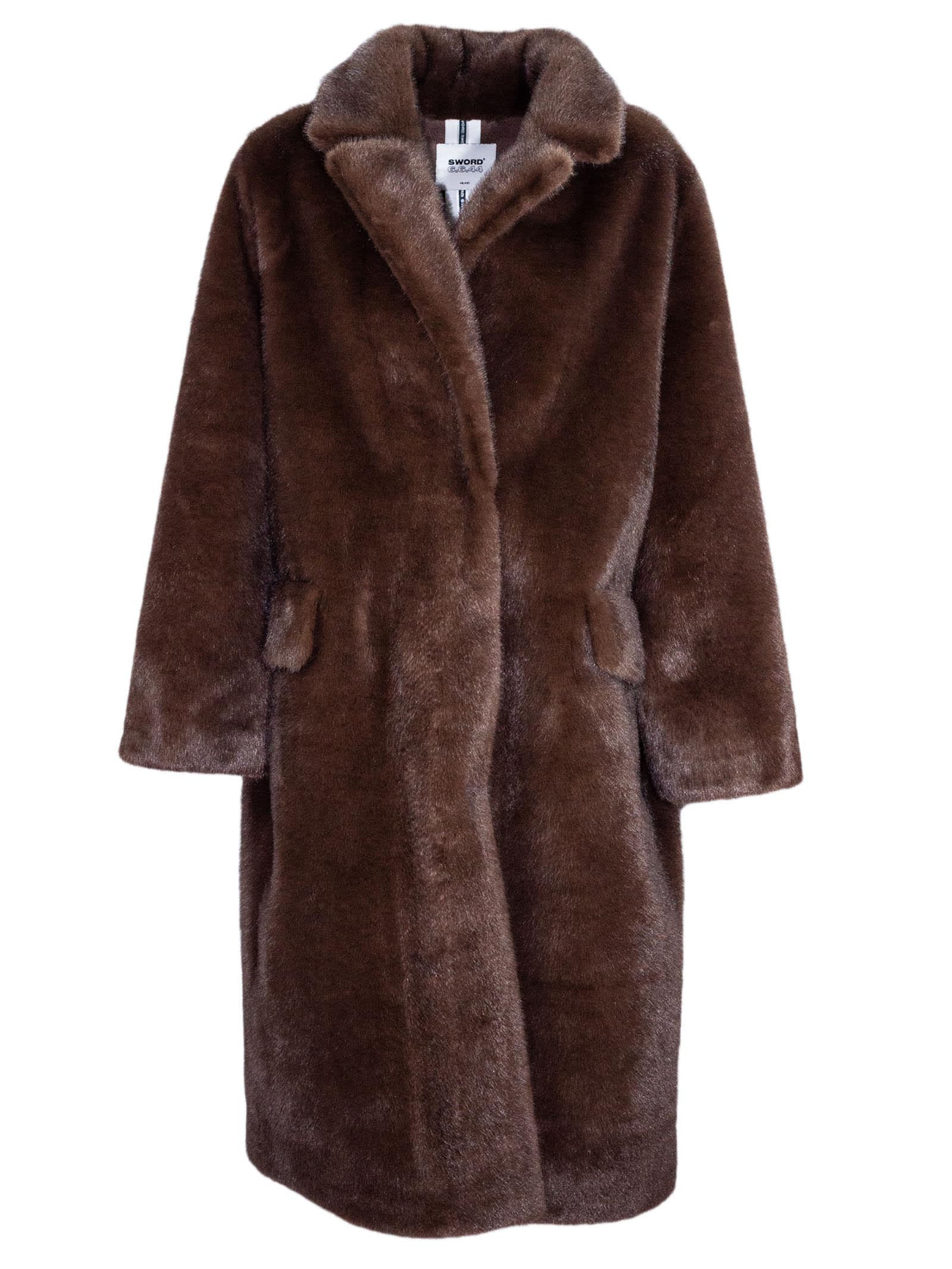S. W.O. R.D 6.6.44 Brown Faux Fur Coat | Italist.com US
