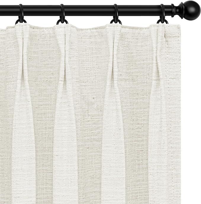 INOVADAY 100% Blackout Curtains for Bedroom, Pinch Pleated Linen Blackout Curtains 108 Inch Lengt... | Amazon (US)