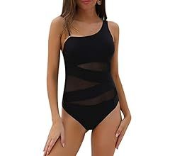 Blooming Jelly Women's Sexy One Piece Bathing Suits One Shoulder Swimsuits Slimming Mesh Swimwear | Amazon (US)