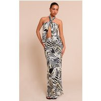 Cream Zebra Print Chiffon Maxi Skirt | PrettyLittleThing US