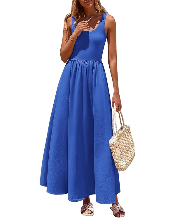 PRETTYGARDEN Womens Summer Casual Scoop Neck Sleeveless Long Dresses Tank Top Patchwork Aline Swi... | Amazon (US)