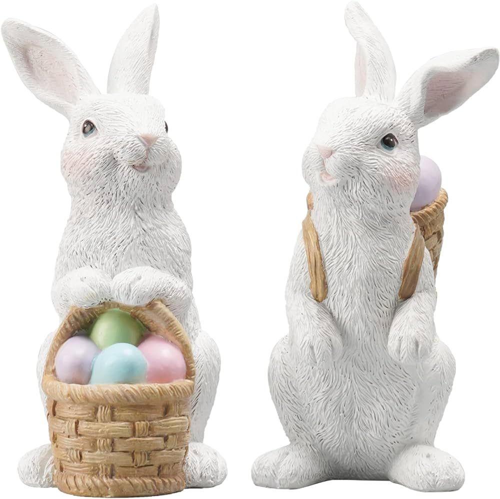 Easter-Basket Bunny-Decor-Figurines Home-Decorations - 2PC Easter Decorations Table Ornaments Res... | Amazon (US)