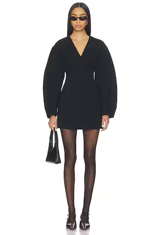 EAVES Norna Polished Crepe Mini Dress in Black from Revolve.com | Revolve Clothing (Global)