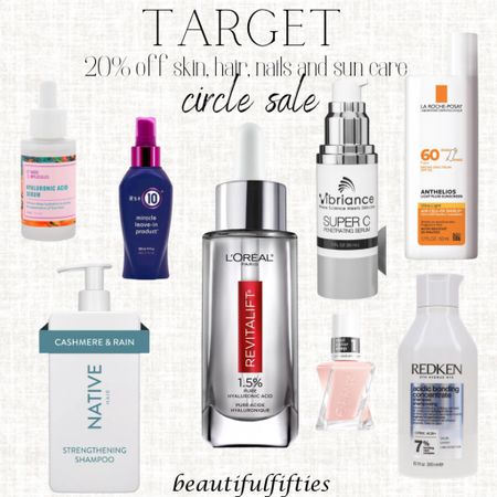 Target 20 percent off skin, hair, nails and sun care products. This week only with Circle


#LTKxTarget #LTKsalealert