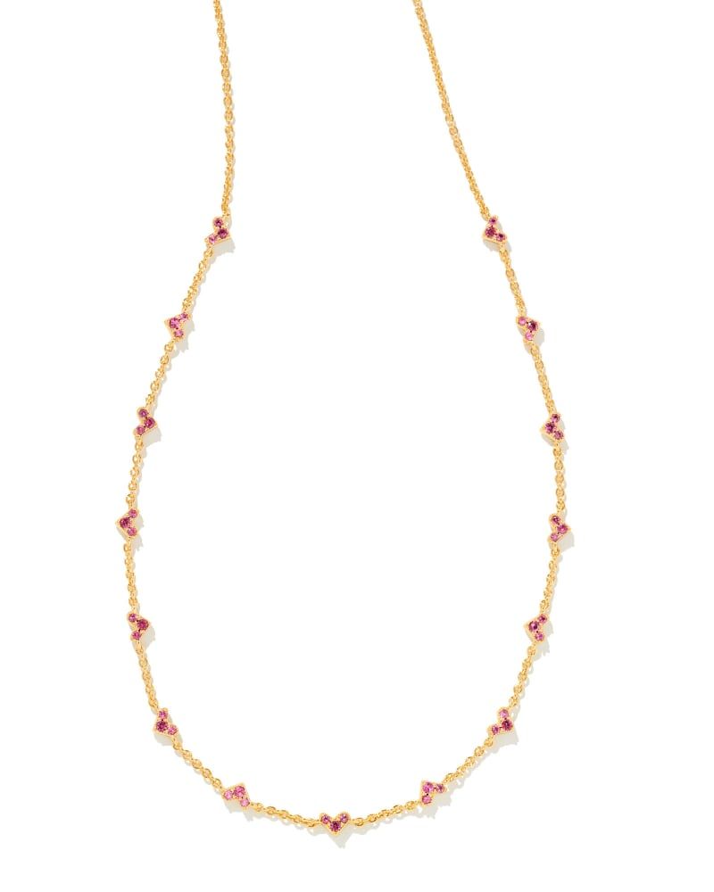 Haven Gold Crystal Heart Strand Necklace in Pink Crystal | Kendra Scott