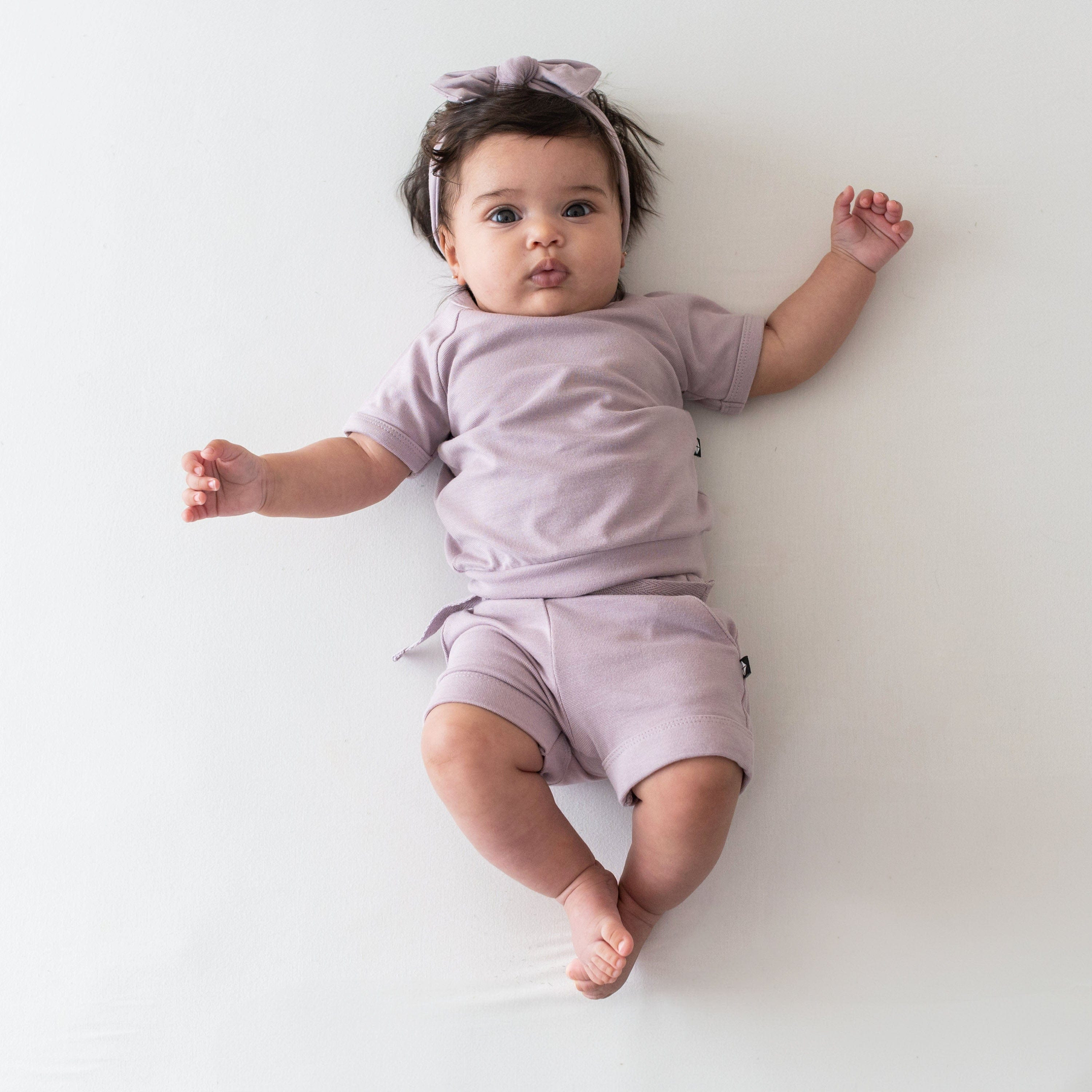 Bamboo Jersey Short Sleeve Jogger Set in Wisteria | Kyte BABY