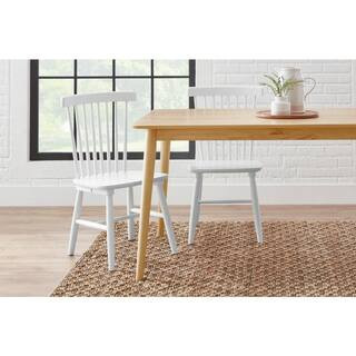 StyleWell White Wood Windsor Dining Chair (Set of 2) (17.72 in. W x 35 in. H) C-08-2 - The Home D... | The Home Depot