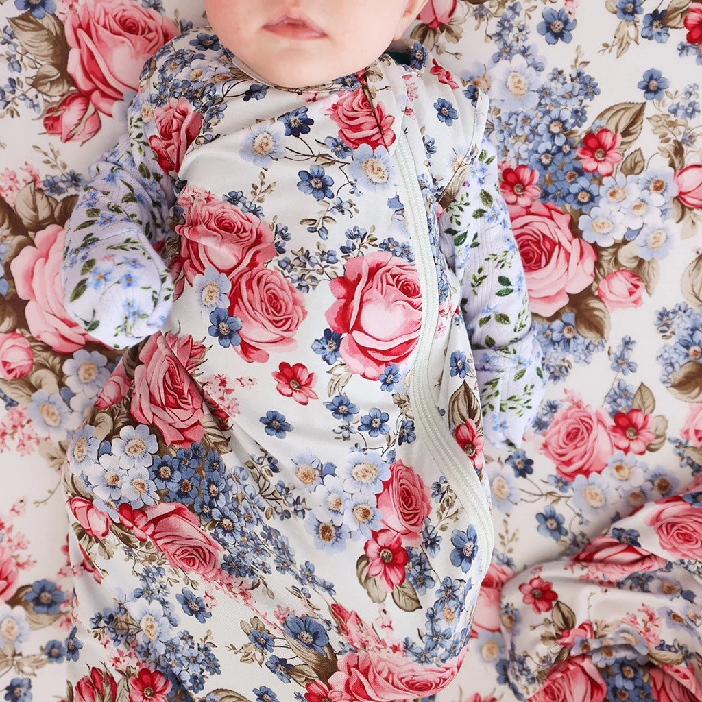Floral Blue Baby Sleep Bag | Mimi | Posh Peanut