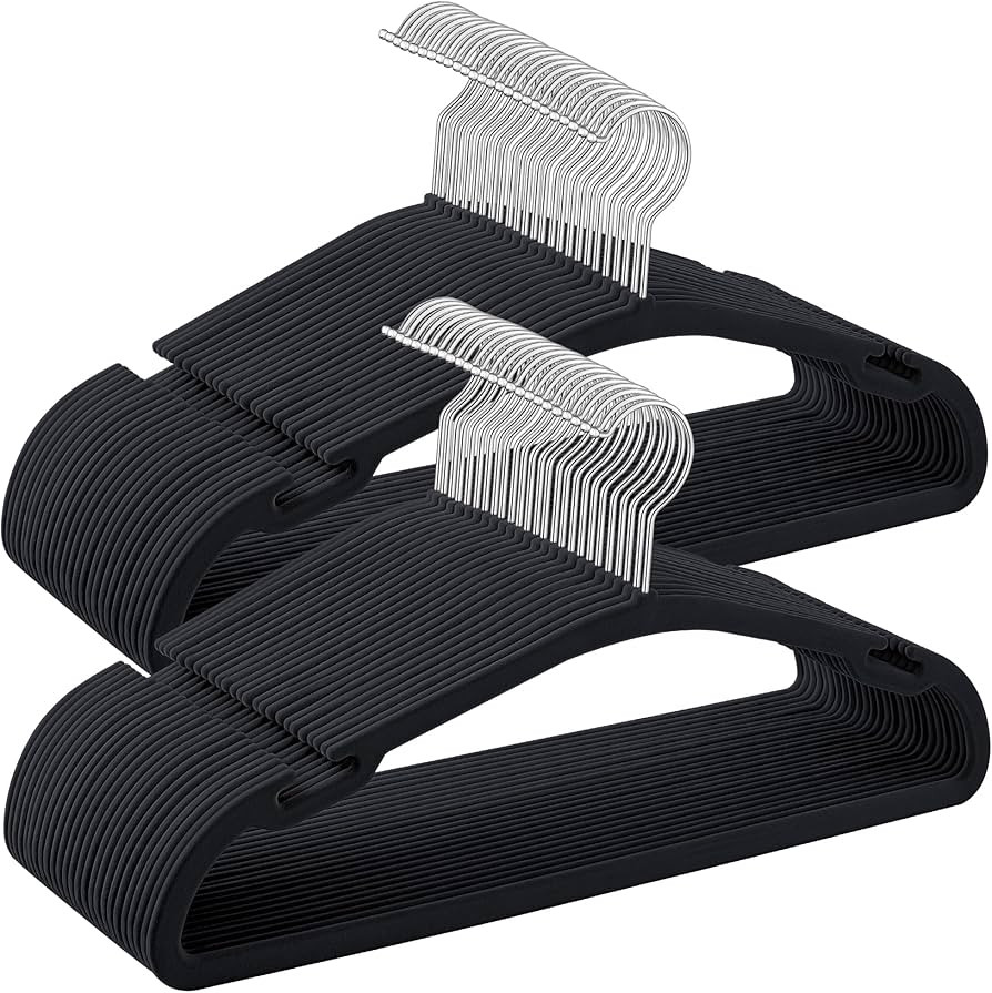 SONGMICS Velvet Hangers 50 Pack, Non-Slip Clothes Hangers, 17 x 8.3 Inches, Coat Hangers with Wid... | Amazon (US)