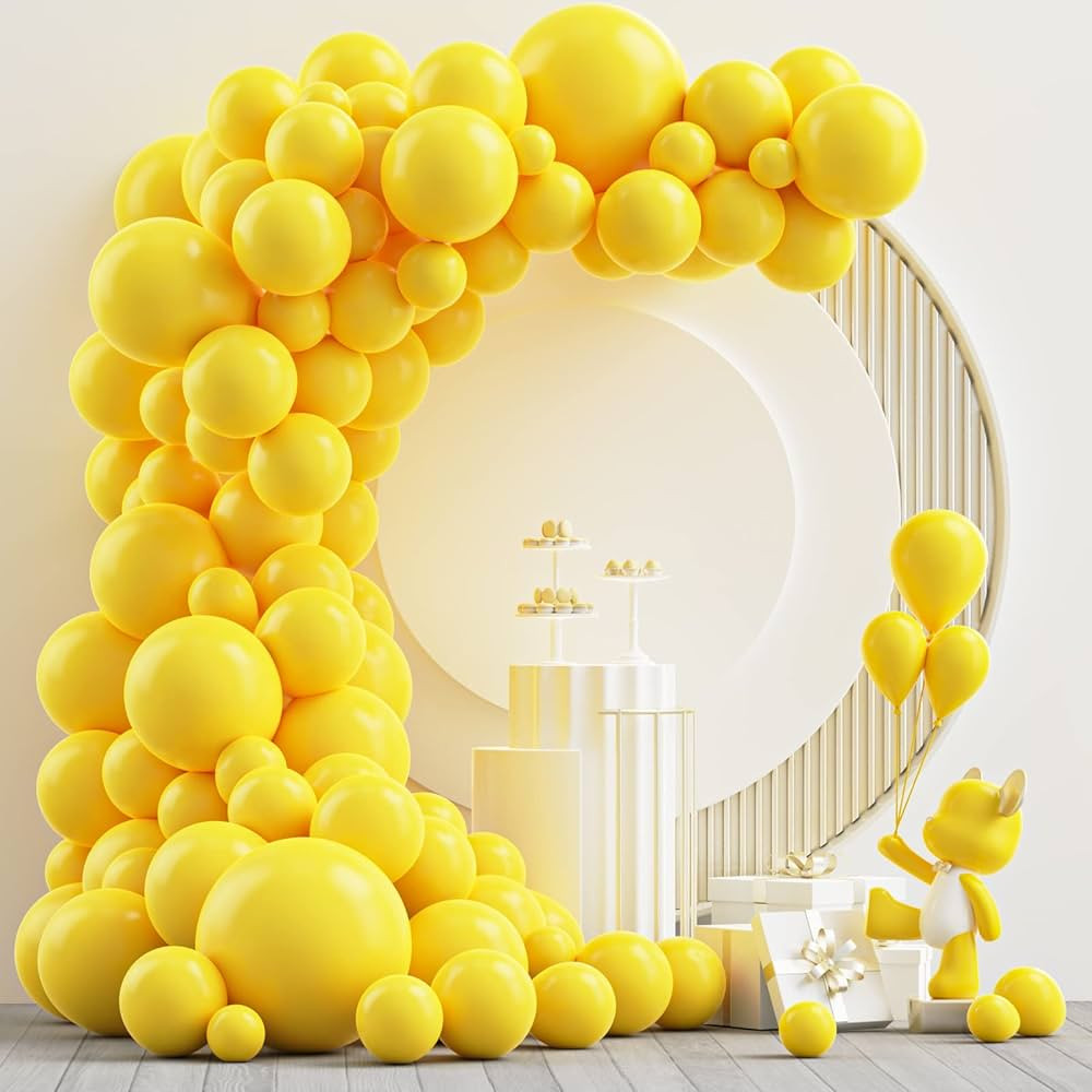 NISOCY Yellow Latex Balloon Arch Kit, 102PCS 18In 12In 10In 5In Yellow Balloons Arch Garland for ... | Amazon (US)
