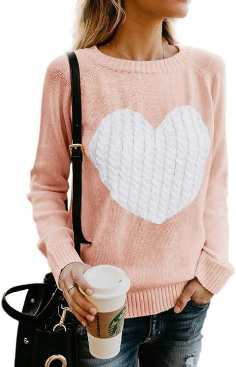 Gemijack Womens Sweaters Chunky Cable Knit Cute Heart Pullover Fall Winter Cardigan Tops | Amazon (US)