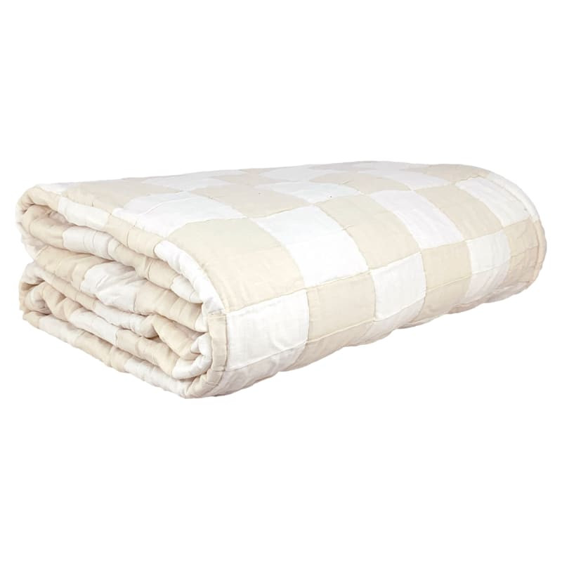 3-Piece Taupe Checkered Metalasse Coverlet Set, Full/Queen | At Home