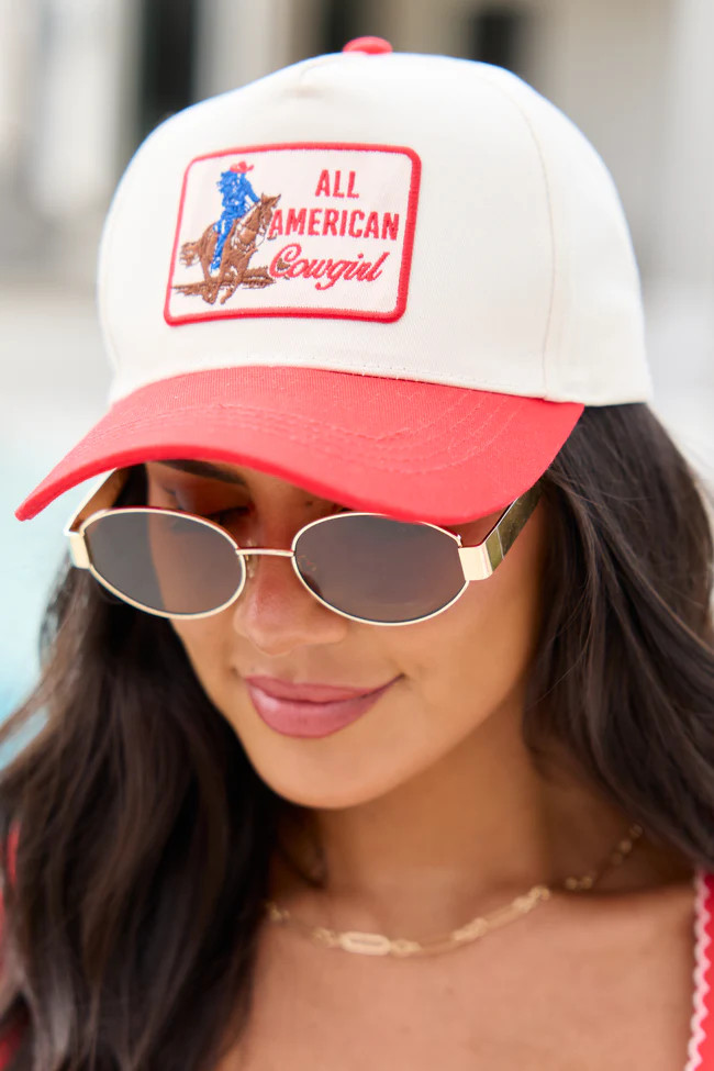 All American Cowgirl Red Trucker Hat DOORBUSTER | Pink Lily