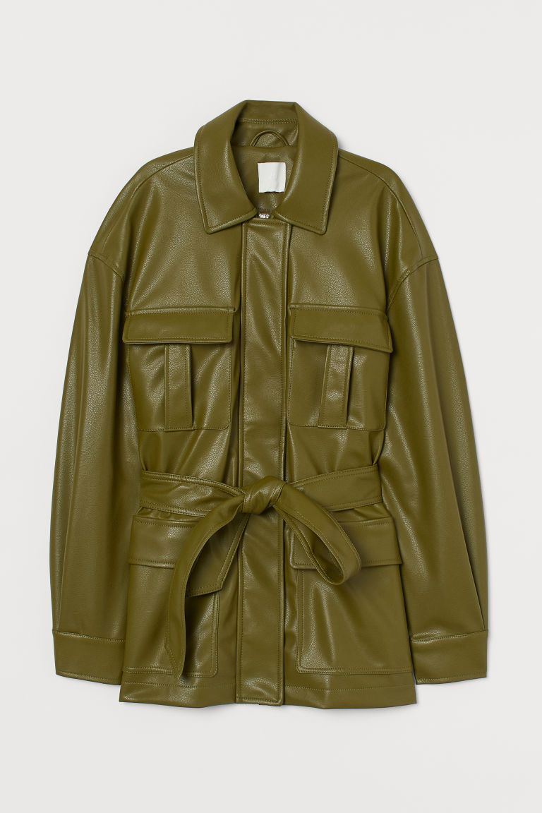 H & M - Faux Leather Jacket - Green | H&M (US + CA)