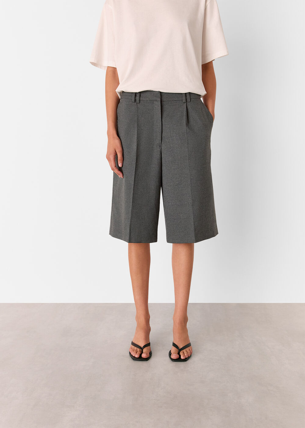Grey Formal Pleat Front City Short | Whistles