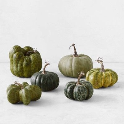 Green Heirloom Assorted Faux Pumpkin Collection, Set of 6 | Williams-Sonoma