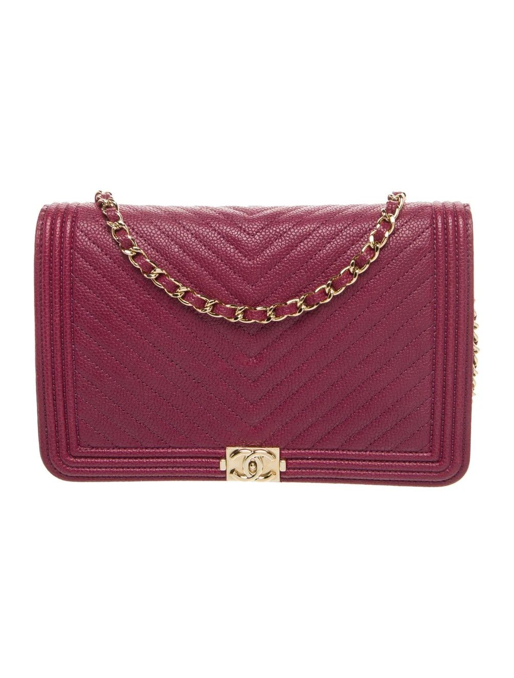Chanel Chevron Boy Wallet On Chain - Burgundy Crossbody Bags, Handbags - CHA1389096 | The RealRea... | The RealReal