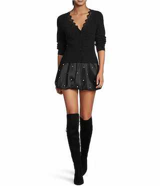 Nadia Rhinestone Embellished Taffeta Bubble Mini Skirt | Dillard's