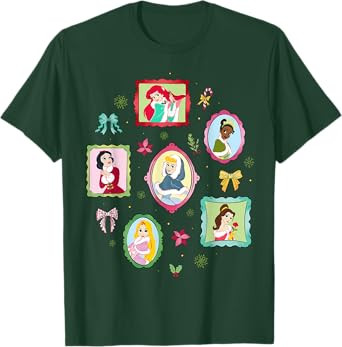 Disney Princess Coquette Holiday Picture Frames Christmas T-Shirt | Amazon (US)