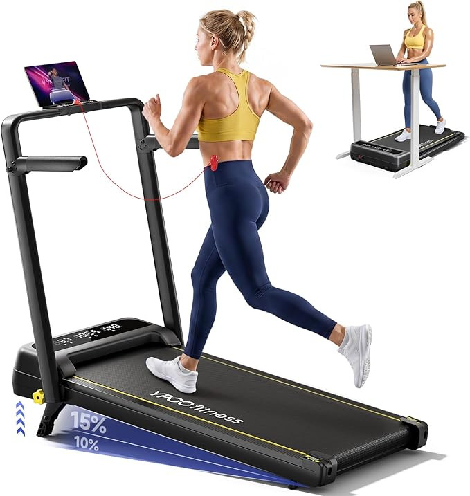 YPOO Foldable Treadmill with Incline, Walking Pad with Handle Bar 3 Level Incline, Portable Foldi... | Amazon (US)