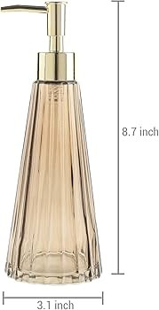 MyGift Vintage Smoked Glass and Brass Liquid Soap/Lotion Pump Dispenser with Vertical Ribbed Desi... | Amazon (US)