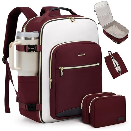 LOVEVOOK Large Travel Backpack for Women & Men, 40L Carry on Backpack for Airplanes, TSA Personal Item Travel Bag fits 17" Laptop, Waterproof Weekender Essentials Airline Approved with 3 Packing Cubes | Amazon (US)