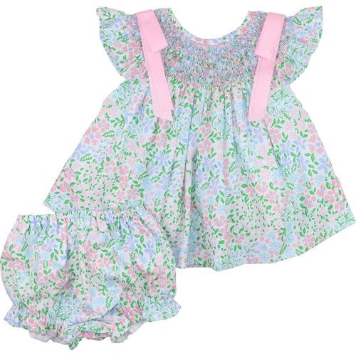 Pastel Floral Smocked Diaper Set | Cecil and Lou