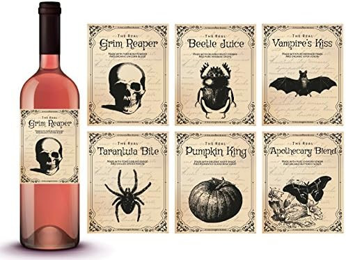 Vintage Halloween Decorations | 6 Wine Bottle Stickers | Scary Halloween Party Supplies and Decor... | Amazon (US)