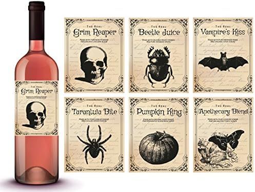 Vintage Halloween Decorations | 6 Wine Bottle Stickers | Scary Halloween Party Supplies and Decor... | Amazon (US)