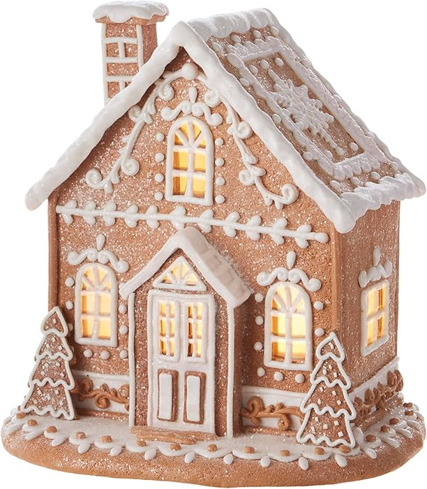 One Holiday Way 12-Inch Lighted Brown & White Gingerbread House - Decorative Elegant Classic Ligh... | Amazon (US)