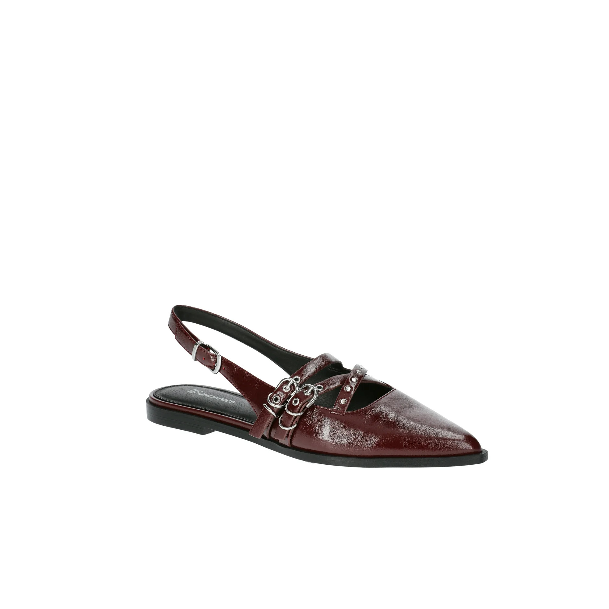 No Boundaries Faux Leather Strappy Moto Flats, Women's - Walmart.com | Walmart (US)