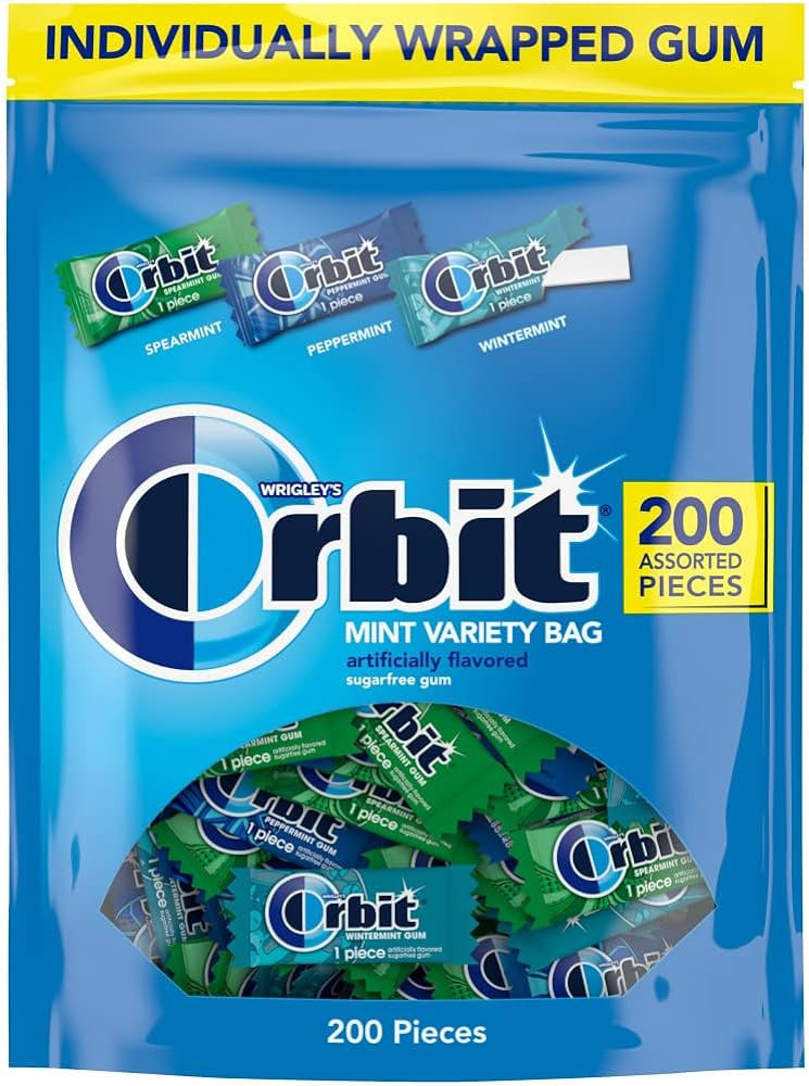 ORBIT Peppermint, Spearmint, & Wintermint Assorted Sugar Free Chewing Gum Bulk Pack, 13.4 oz 200-... | Amazon (US)