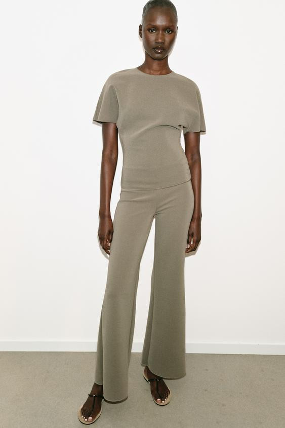 STRETCH WIDE LEG PANTS | Zara US