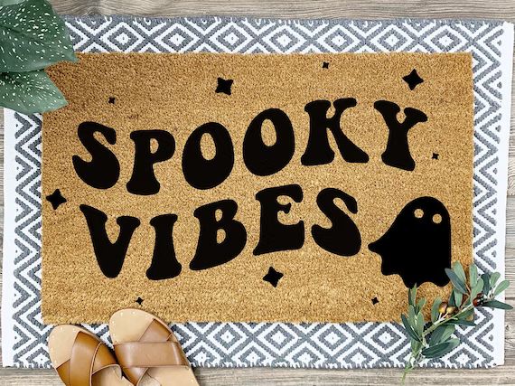 Spooky Vibes Welcome Mat Welcome Door Mat Halloween Doormat - Etsy | Etsy (US)