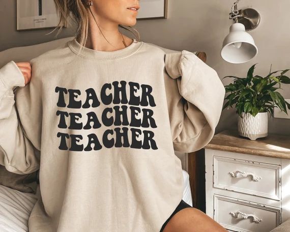 Teacher Sweatshirt Crewneck Teacher Life Sweatshirt - Etsy | Etsy (US)