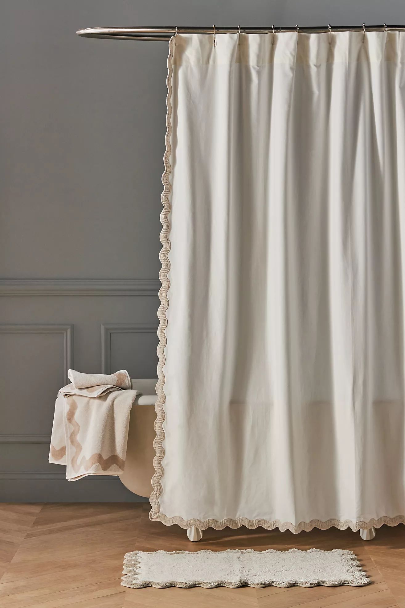 Maeve Ernestine Scallop Shower Curtain | Anthropologie (US)