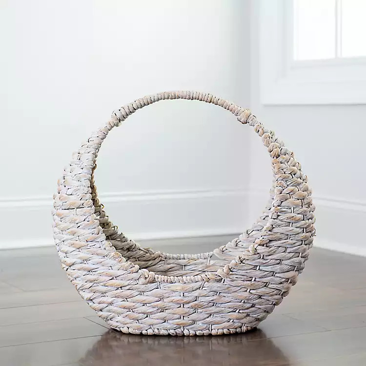 White Woven Half Moon Basket | Kirkland's Home