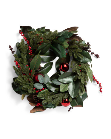 30in Faux Magnolia Wreath | TJ Maxx