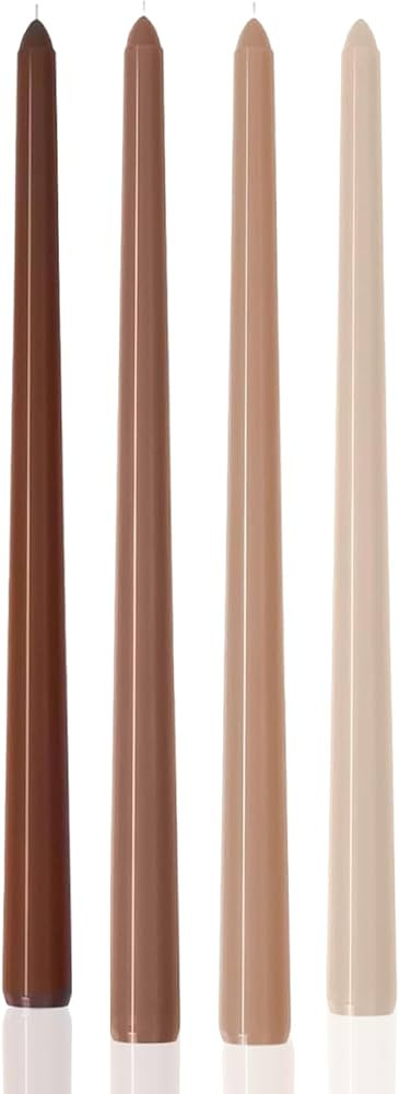 10 inch Brown Gradient Scented Taper Candles Smokeless Candle Long Candles Wax Colored Taper Candles for Decor Wedding,Festival and Special Occasions,Set of 4(borwn) | Amazon (US)