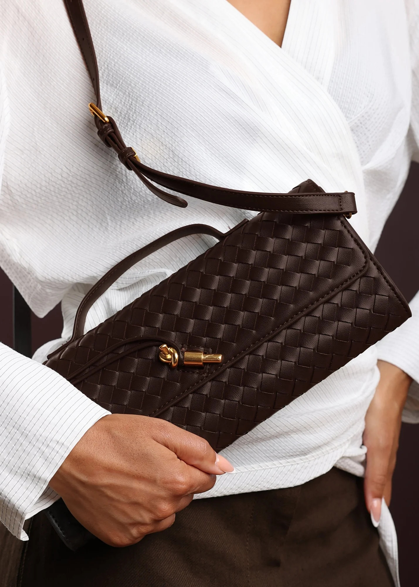 Where’s That From Petal Dark Brown Woven Clutch Bag | Matalan (UK)